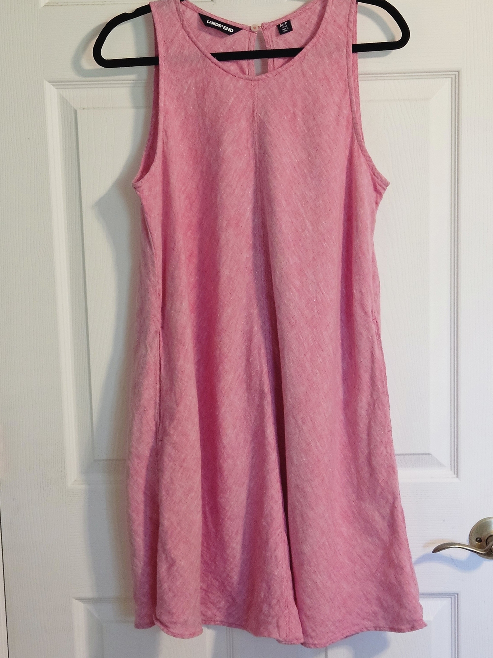 Lands' End Soft Red Sleeveless A-Line Dress 100% Linen